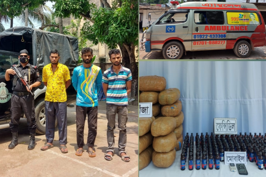 কুমিল্লায় এ্যাম্বুলেন্স সেবার আড়ালে মাদক পরিবহন,  গ্ৰেফতার ৩