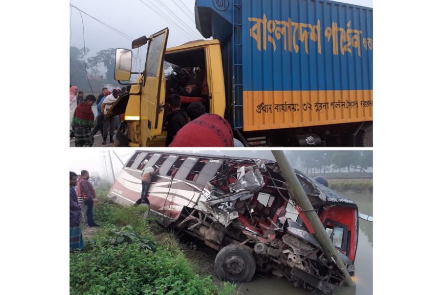 কুমিল্লায় বাসের সাথে সংঘর্ষে কাভার্ডভ্যান চালক নিহত , আহত ৭